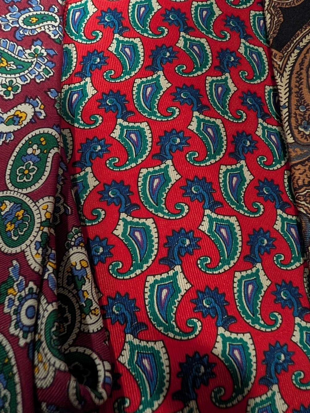 Vintage Paisley Silk Tie Bundle- Red, Burgundy & Black Options